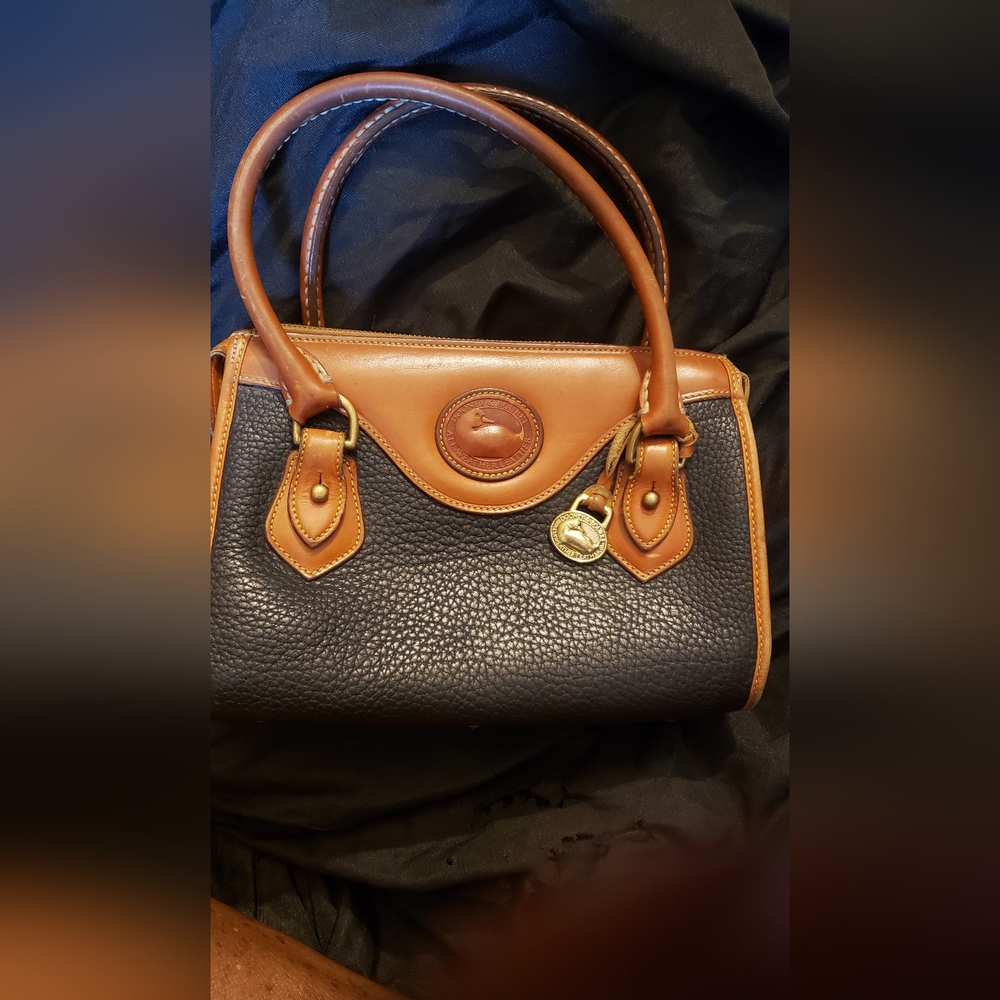 Dooney & Bourke Black and Tan Leather Satchel